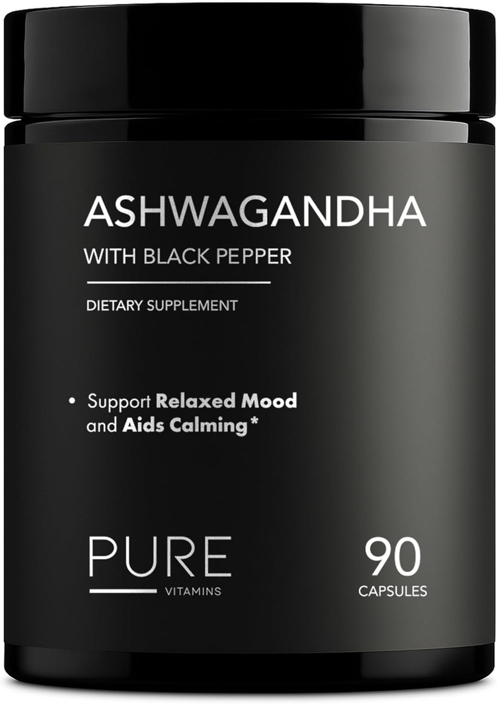 Organisk Ashwagandha 1300mg med svart pepper – naturlig stress relief og energistøtte – 90 vegansk kapsler – Mood og adrenal støtte Supplement – ikke-GMO, laget i USA