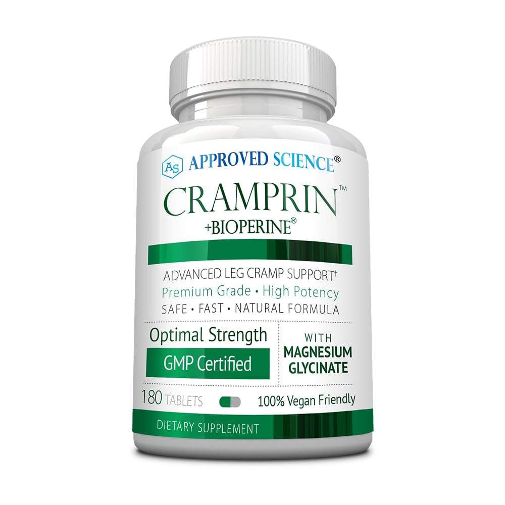 Godkjent vitenskap Cramprin - høy absorpsjon Magnesium, vitamin B kompleks, bioperin - 3 måneders forsyning - 180 kapsler - Vegan