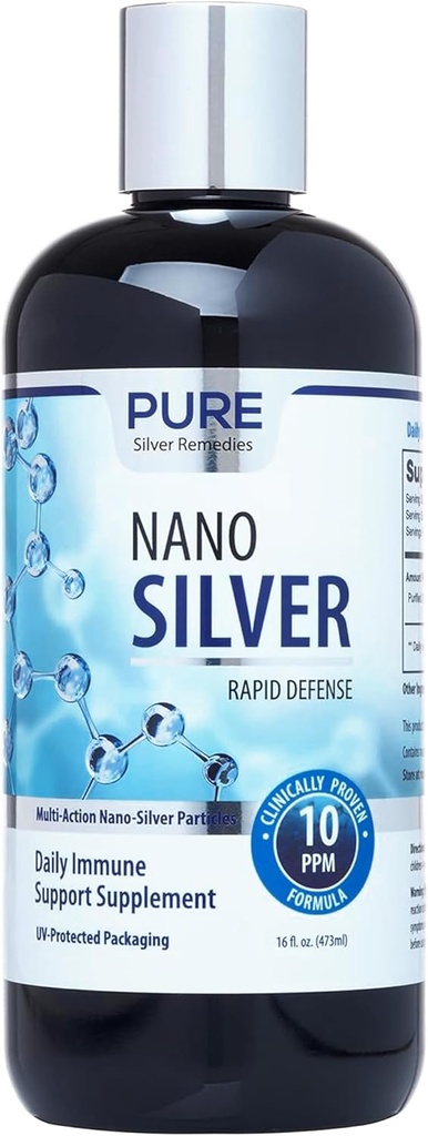 Pure Nano Silver Spray 16oz Påfyll ® 10 PPM daglig immunstøtte Supplement ® lett absorbert Colloidal Nano Silver Spray ® Probiotisk-vennlig sølv løsning
