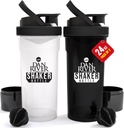 DAN RIVER 2-Pack Shaker Flaske | 24oz Plastprotein Shaker & Mixer | Twist & Lock Design for smoothies & Protein Mixes | Holdbar, leak-Proof, lett å rengjøre | Klar og svart Shaker flasker for Gym