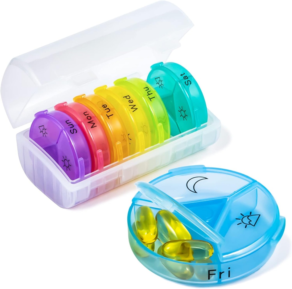 Weekly Pill Organizer, Chrxbei 3 ganger om dagen Pill Case Organizers 7 Day, Tykket reisepille med 21 store sammenligninger, BPA gratis medisinorganisator å holde vitamin, kosttilskudd, fiskeoljer