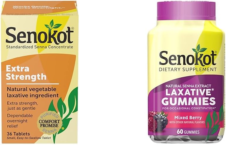 Senokot ekstra styrke naturlig grønnsaker Laxativ for gentle overnatting relief anledninger, 36 tall og kosttilskudd Laxative Gummies, naturlig senna ekstrakt, Gentle