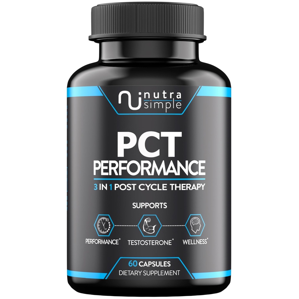 PCT Supplement for menn, 3-i-1 Postsyklus støtte og naturlig booster med estrogen blokker, lever støtte formel, laget i USA, med Fenugreek, Chrysin, Tongkat Ali, Melke Thistle - 60 kapsler