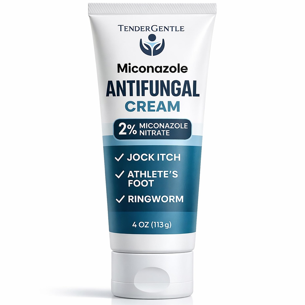 Miconazole Antifungal krem for huden - 4 oz Miconazole Nitrat for Jock Itch, Atlete's fot, kløe og ringorm