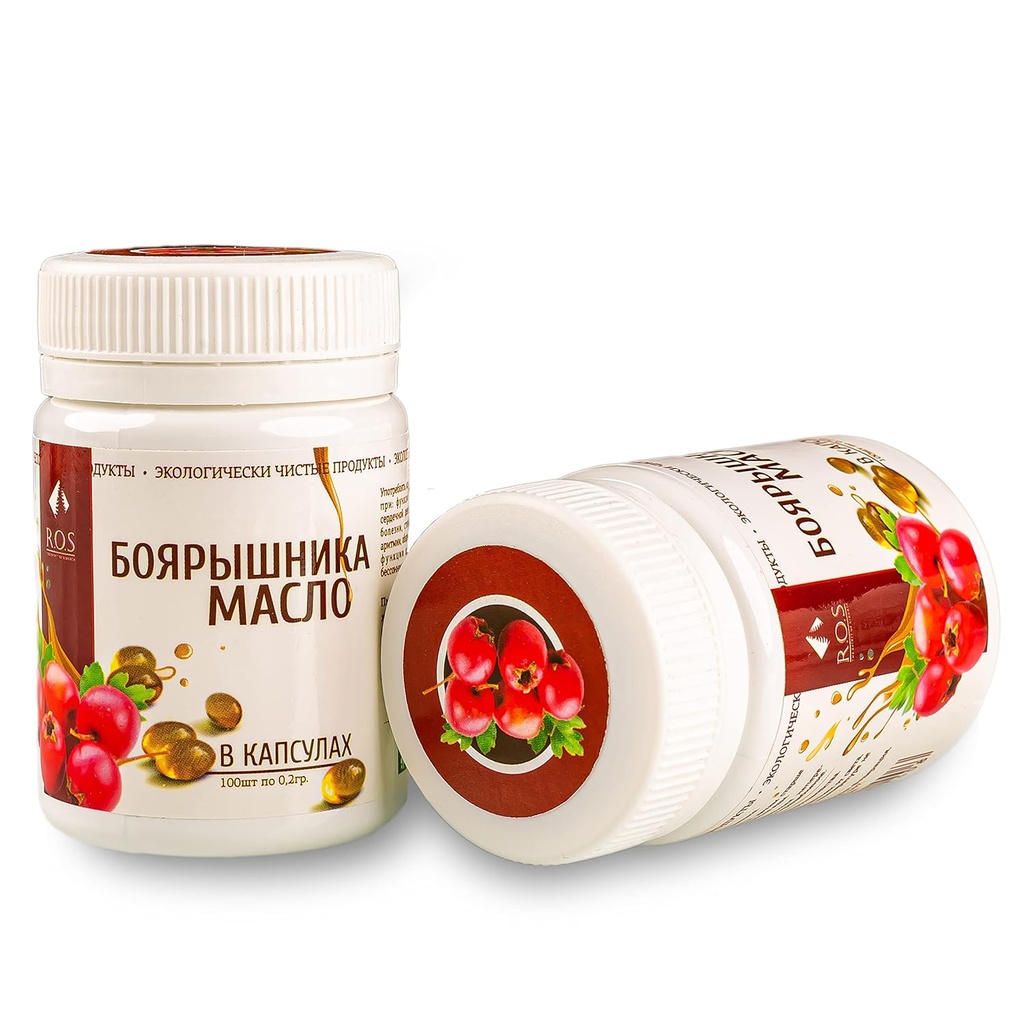 Sibirisk Hawthorn olje 200 kapsler ekstra jomfru kalde presset (2 pakke)