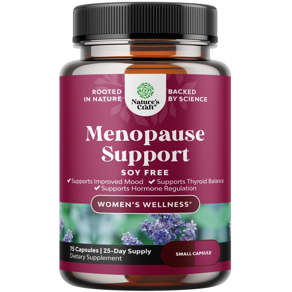Komplett Herbal Menopause Supplement for kvinner - soya gratis kvinnelige hormonbalanse kapsler for natt Svette Hot Flashs & Mood Swingers med Dong Quai, Chaste Berry & Black Cohosh Root - 75 Count Pack