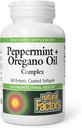 Naturlige faktorer, Peppermynte og Oregano oljekompleks, Digestiv hjelp for gastrointestinal helse, 60 mykegels