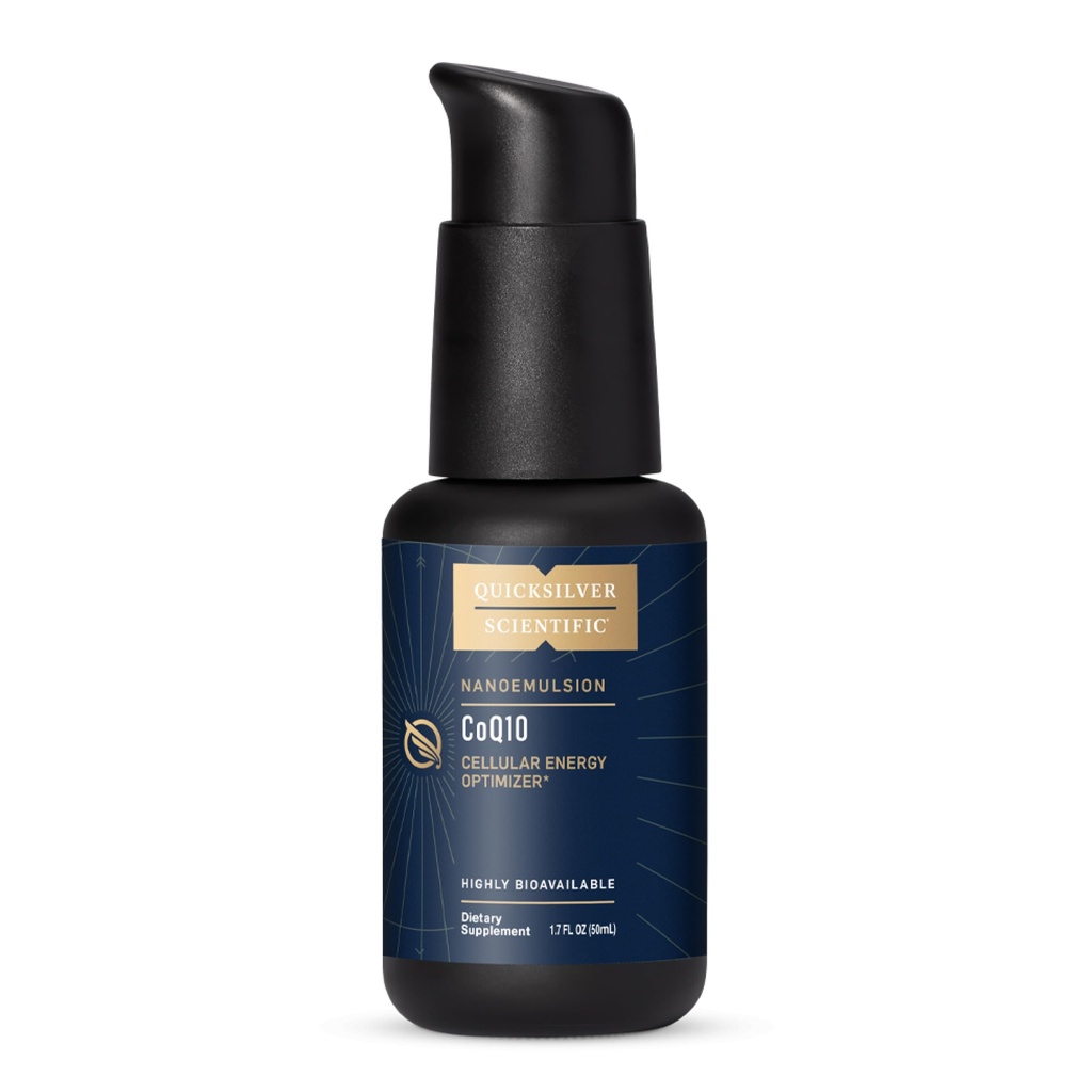 Quicksilver vitenskapelig CoQ10 Nanoemulering - Liposomal Coenzym Q10 Cardiovaskulær støtte og cellulære energitilskudd - Rask absorbering flytende CoQ10 (1.7oz / 50ml)
