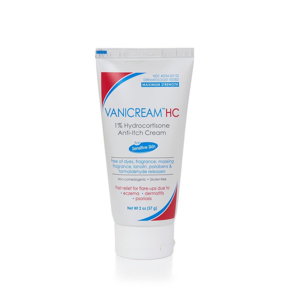 Vanicream 1% Hydrokortison Anti-Tykk Cream - 2 oz - Maksimal OTC-Styrke formel for sensitive hud
