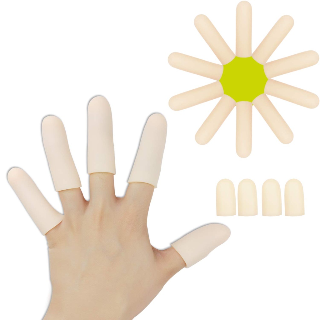 Gel Finger Cots, Finger Protector Støtte(14 PCS) NYE MATERIAL Finger Ermer Flott for Trigger Finger, Hånd Eczema, Finger Cracking, Finger Arthritis og mer. (10pcs Long + 4pcs Short)