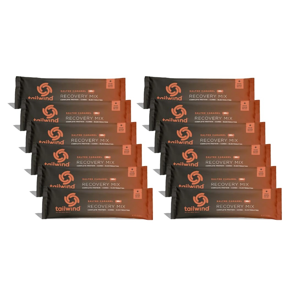 Tailwind Nutrition Recovery Mix, 20 Grams Complete Protein, Karbohydrater og Electrolytes Powder Drink Mix for Post Workout, Gratis av Gluten, Soya og Dairy, Vegan, 12 Serveringer, Saltet Caramel