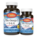 Carlson - Elite Omega-3 Plus D & K, 700 mg Omega-3s + D3 & K2, funksjon, Bone Health & Immune Support, Lemon, 60 + 30 Softgel