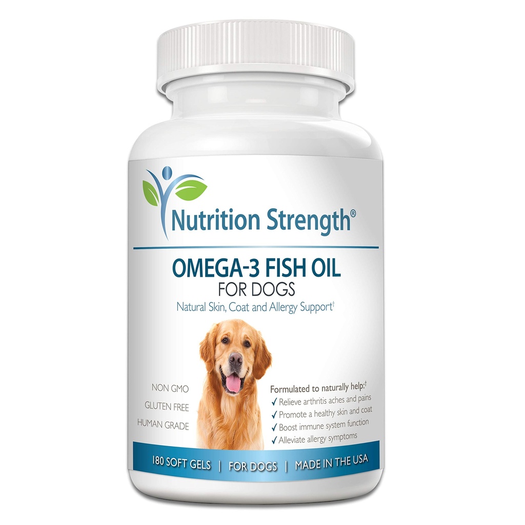 Omega 3 Fish Oil Soft Gels for hunder med EPA & DHA fettsyrer for hjerte, hud, Coat & Allergi støtte, Hip & Joint & Arthritis Dog Supplement, 180 Myke Gels
