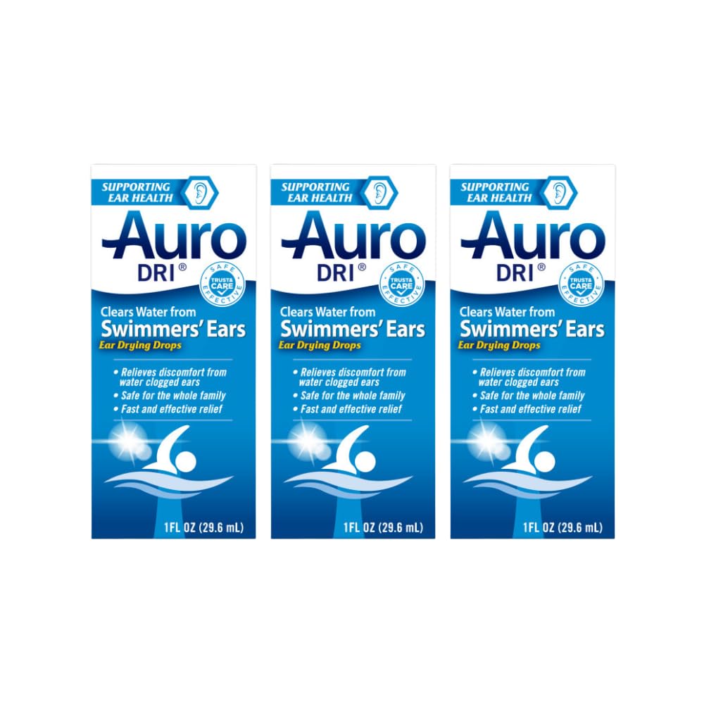 Auro-Dri ørevannstørkende hjelp, hjelper svømmere øret, 1 fl Oz (pakke på 3)