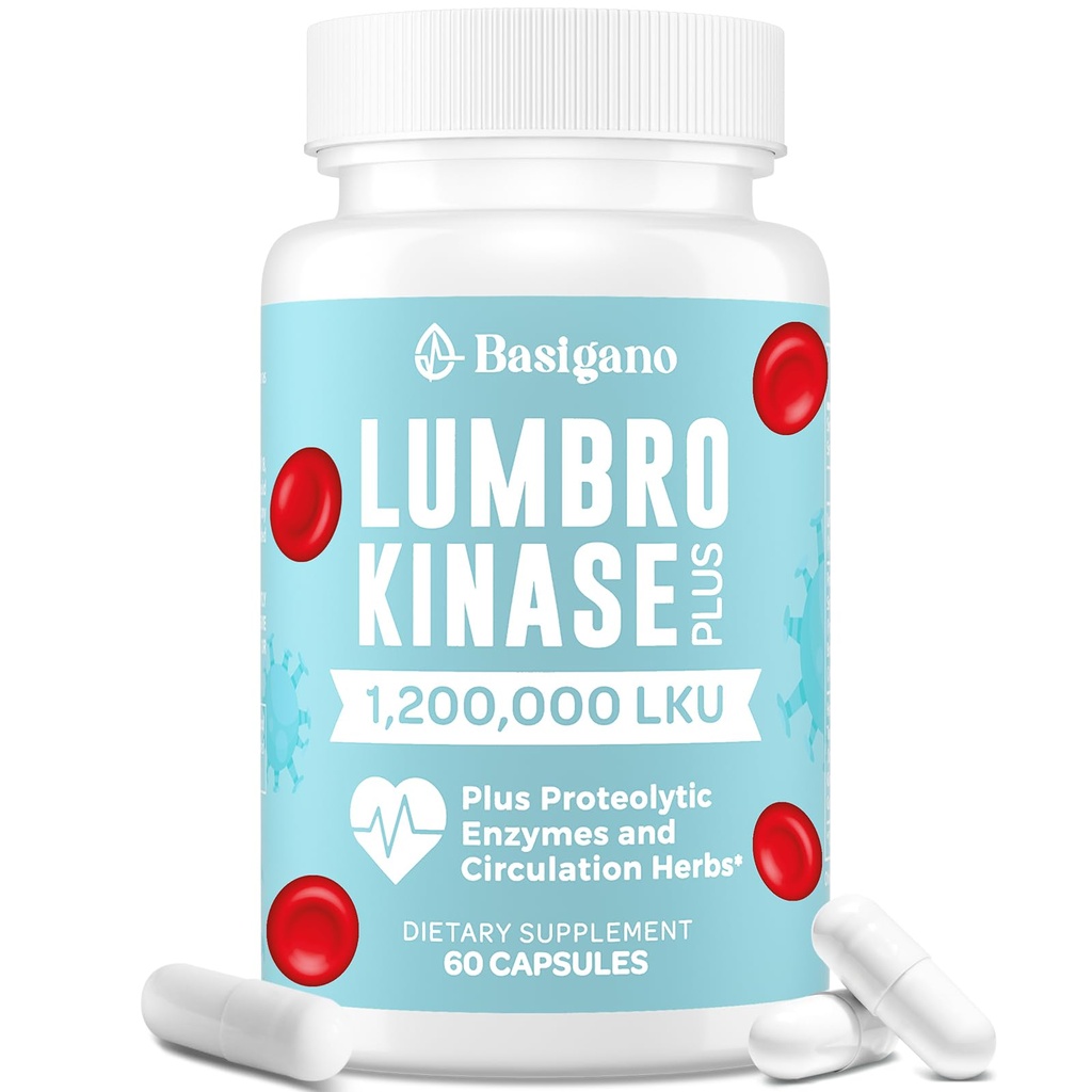 Lumbrokinase Supplement, 1,2 millioner LKU - 120 mg kapsler, Potent Nattokinase Alternativ med Proteolytiske Enzymer og Herbal blanding