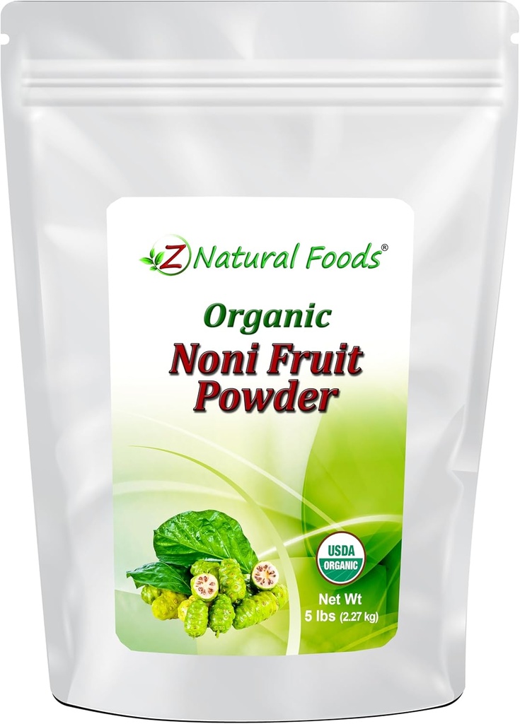 Z Natural Foods Noni Fruit Powder - organisk rå ikke-GMO Glutenfri Superfood - støtter sunn digestion & energi - pakket med essensielle næringsstoffer og antioksidanter - Bland med drinker og oppskrifter, 5 lb