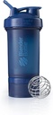 BlenderBottle Shaker flaske med pilleorganisator og lagring for protein pulver ProStak System, 22-Ounce, marine