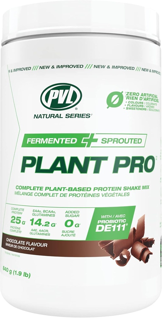 PVL Plante Pro, høyprotein Plantebasert proteinshake blanding med tilsatt enzymer, naturlig sjokolade, 840 gram