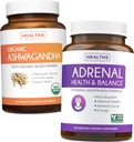Bundle of Adrenal Support & Organic Ashwagandha - Ashwa-Adrenal Harmony - Adrenal Support & Cortisol Manager (Non-GMO) & Organic Ashwagandha Root Powder 1350mg Server (120 tabletter)
