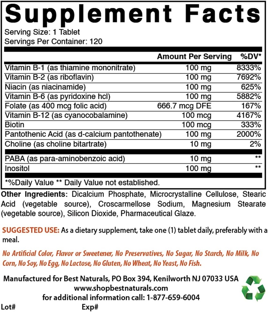 Beste Naturals B-100 Complex & K2 D3 180 tabletter