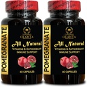 Pomegranat Extract - Antioksidant og sunn aldringsprogram, immunitet & felles støtte, Ellagic Acid Supplement, Pomegranat Polyphenoler, høy potens Pomegranat - 2 flasker 120 kapsler