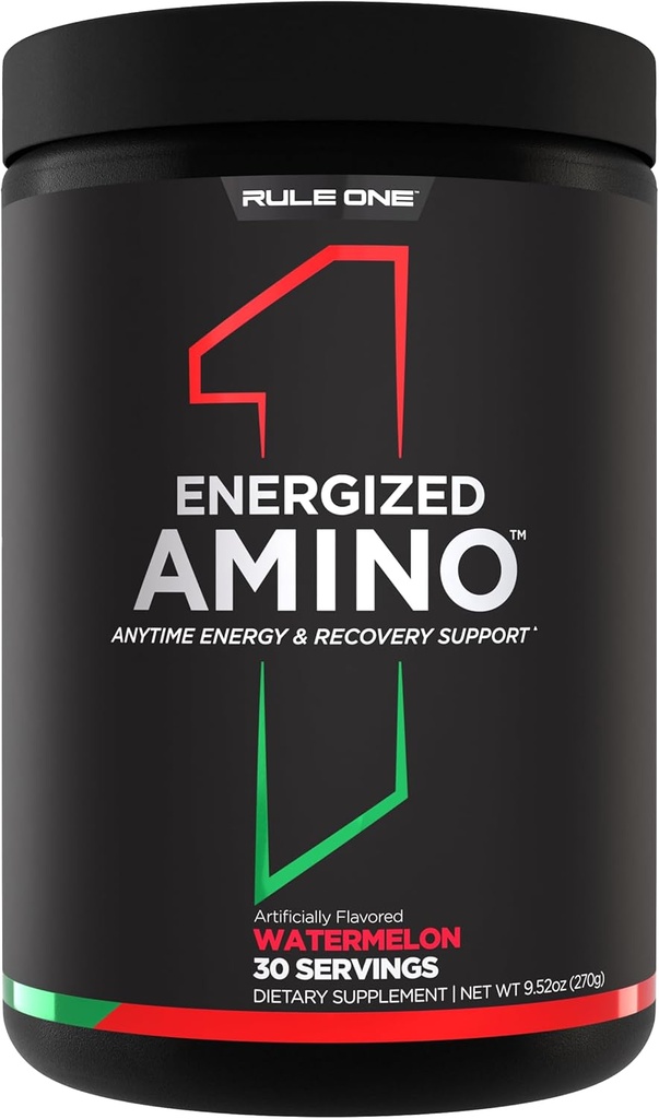 Regel 1 Energized Amino - Når som helst energi og gjenoppretting støtte med BCAA, Glutamin, Citrullin, Beta Alanine, og koffein fra grønn kaffe og te leaf ekstrakter (30 serveringer, vannmelon)