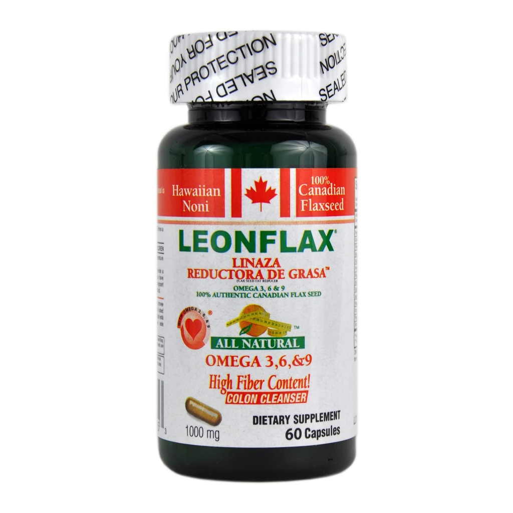 LEONFLAX, 100% Autentisk Canadian Flax frø, Forbedre din digestive helse, 60 kapsler, flaske