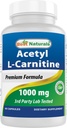 Beste Naturals Acetyl L-karnitin 1000mg Capsule, 60 greve