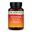 Dr. Mercola Vitaminer D3 & K2 - støtter immun-, hjerne-, kardiovaskulær-, puste- og beinhelse - GMO-fri, glutenfri og soya-fri - 30 kapsler (30 Serveringer)