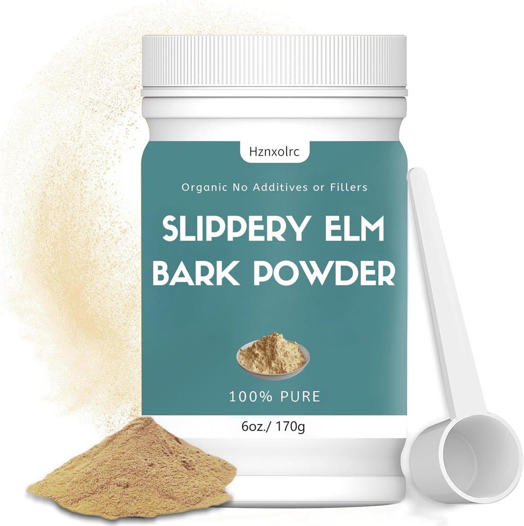 6 oz Organic Slippery Elm Powder, Organic Slippery Elm Bark pulver, 100% ren & naturlig, Mat-Grade, Hjelper Soothe Throat og Coughing, Vegan, Kjæledyrvennlig