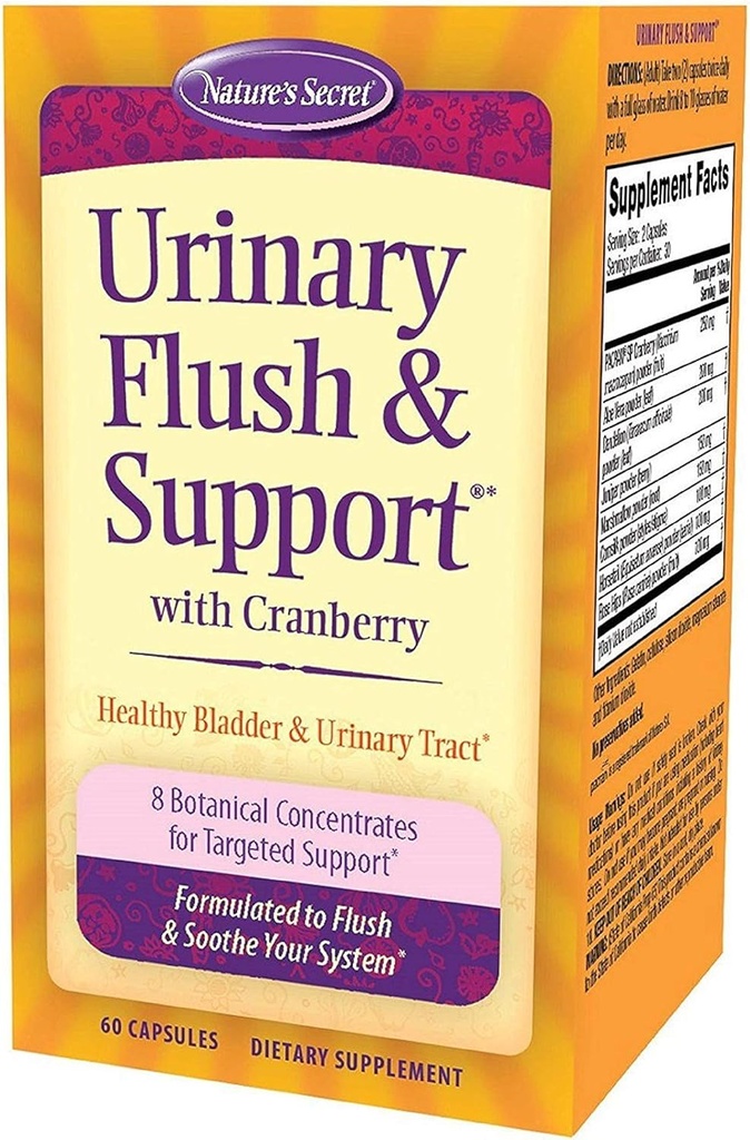 Naturens hemmelige urinflush & støtte med tranebær fremmer sunn bladder & urinveistraktasje - 8 botaniske konsentratblandinger til flush & soothe - sunn eliminering og avgiftsgivning - 60 kapsler