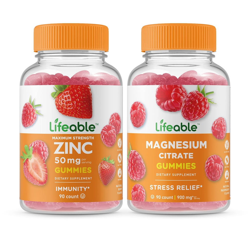 Livbar Sink 50mg + Magnesium, Gummies Bundle - Great Tasting, Vitamin Supplement, Glutenfri, GMO Free, Chewable Gummy