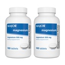 Major Magnesium 500mg - Magnesiumoksid tabletter - Diett Supplement - 100 greve (2 pakke)