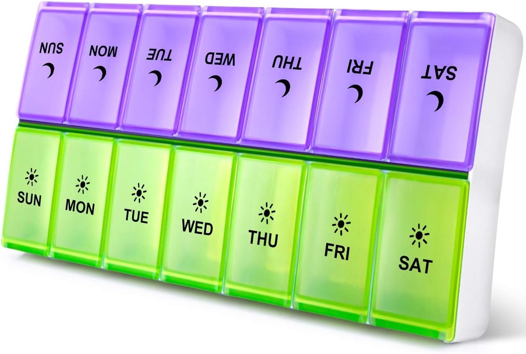 DANYING Extra stor pilleorganisator 2 ganger om dagen, XL ukentlig pille boks, PM piller tilfelle, pille container 7 dag, vitamin tilfelle to ganger om dagen