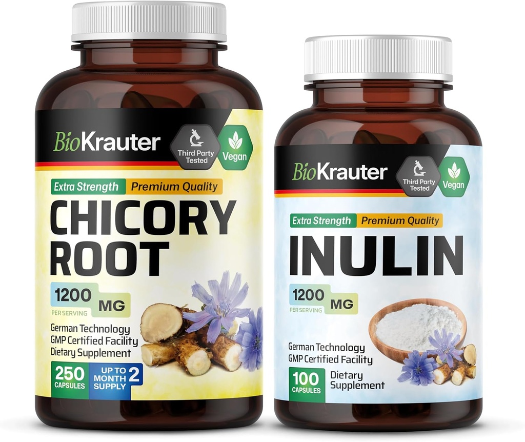 BIO KRAUTER Chicory Root 250 kapsler og inulin 100 kapsler