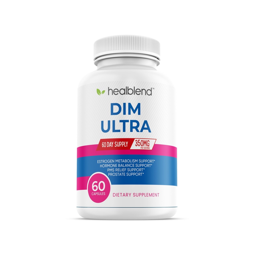 Helgblend DIM Ultra Dietary Supplement 350mg med Bioperin, Diindolmetan, Estrogen Metabolisme Støtte, Hormon Balance & PMS Relief, 60 kapsler
