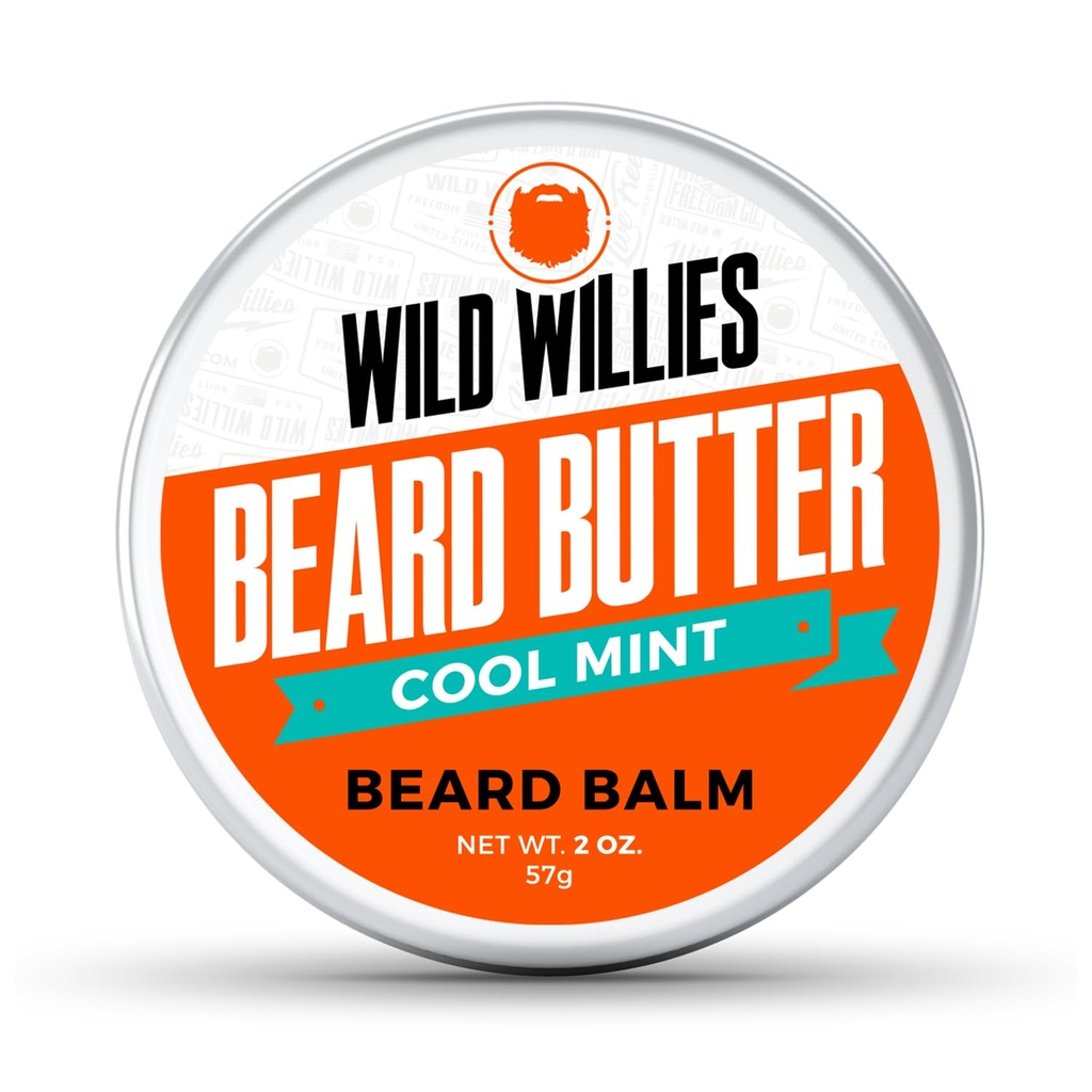Wild Willies Premium Beard Balm for menn, Leave-In Butter Conditioner med organiske ingredienser, fremme vekst, fjerner kløe og Dandruff - gjenoppretter motur - kul mynte, 2 Oz