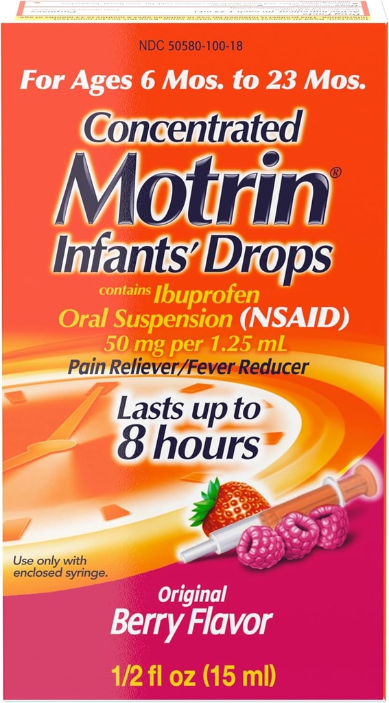 Infanter Motrin konsentrerte dråper, Feber Reduser, Ibuprofen, Berry Flavored.5 Oz