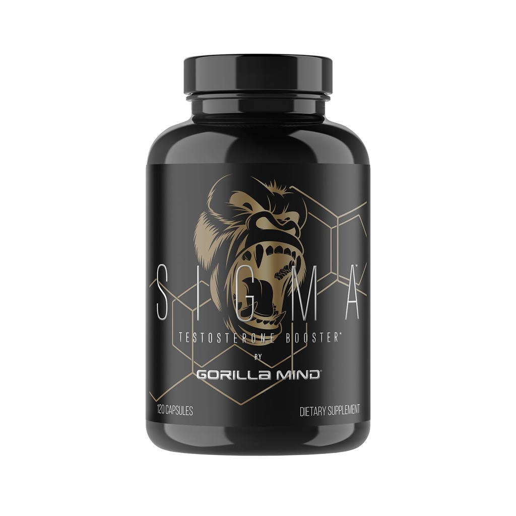 Gorilla Mind Sigma Testosteron Booster - laget med Tongkat Ali og Fadogia Agrestis Extract å støtte høyere testosteron nivå (120 kapsler)