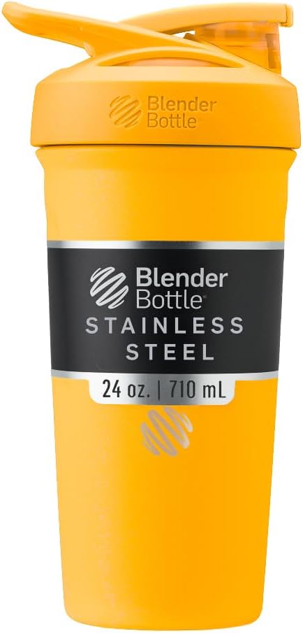 BlenderBottle Sport Isolert rustfritt stål Shaker flaske med Wire Whisk, 24-Ounce, Mango – Protein Shakes & Hydration for åleter & Fitness Entusiasts, enkel blanding, holder drinker kalde, låsbare Lid