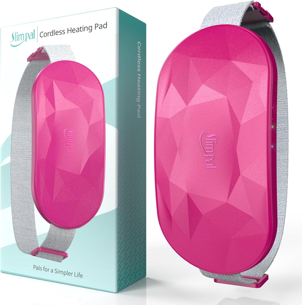 Slimpal Bærbar oppvarming Pad for periode krammer, elektrisk trådløs rygg Belly Waist Varmepad for Menstruell Cramp Relief, Oppladbare bærelige varmebelte gaver for henne kvinner jente kone, mørk rosa