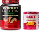 Nutrologi TRIPACT Vegansk proteinpulver, for vegansk proteinshake, peanutsmør vanilla (20 serveringer) og beet aktiv, naturlig pre-workout pulver, lidenskap frukt flavor (30 serveringer)