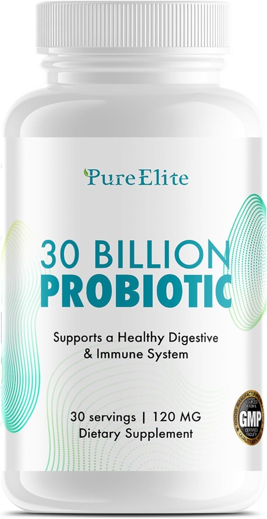 Gut Probiotic 30 milliarder CFU med DE111® & 10 Strains - høy potens Probiotic Supplement for digestiv helse, immunsystemstøtte, forbedret næringsstoffer absorpsjon - ikke-GMO, 30 vegetariske kapsler