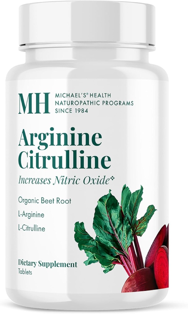 MICHAEL'S Helse Naturopatiske programmer Arginine Citrulline - 90 tabletter - øker nitric oksid - med organisk beet rot - 30 serveringer