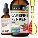BIO KRAUTER® Cayenne Pepper Drops 684 mg - ren vegansk Cayenne Pepper Kosttilskudd 2 Fl.Oz 28 dagers forsyning - naturlig Capsaicin for digestiv støtte - alkohol og sukker gratis, ikke-GMO