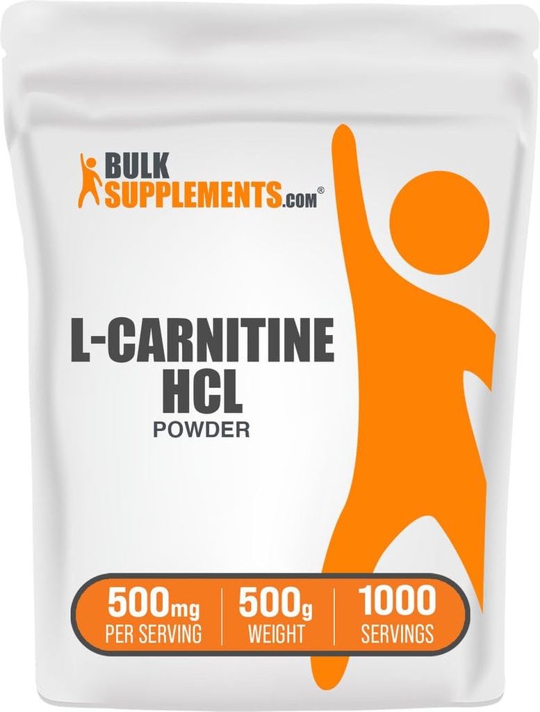 BulkSupplements.com L-Carnitin HCl pulver - Carnitin Supplement, Carnitine pulver, L-karnitin 500mg - Uflavored & Glutenfri, 500mg per servering, 500g (1,1 lbs) (pakke av 1)