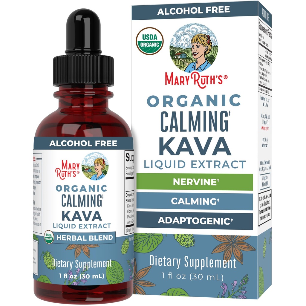 MaryRuth Organics, Herbal Supplement Drop, Rolighet og avslapping, Pakke med 1, USDA Kava Root, Sukker / Glutenfri, Støtte søvn, Rolig & Stress Relief, Vegansk, Ikke-GMO, 30 Services