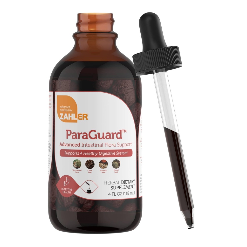 Zahler - ParaGuard flytende dråper - Gut Health Supplement - Formel har Wormwood, hvitløksbulb, Pumpkin frø, Clove & mer - Naturlig støtte for mennesker - Certified Kosher (4 Oz) (4 oz, Drop)