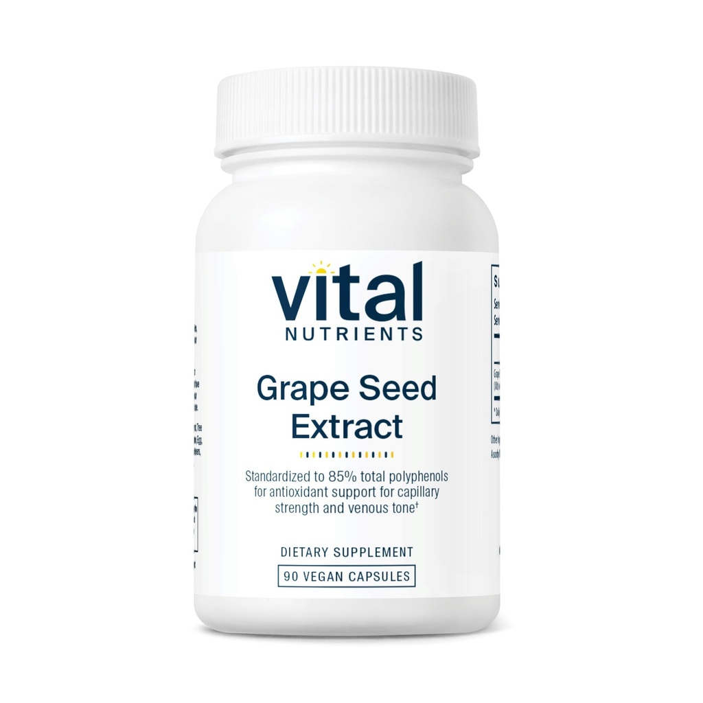 Vital Nutrienter Grape Seed Extract 100 mg Potent Antioksidant og støtte for sirkulasjon, kavaleri, og ven helse | Gluten, Dairy, Soya Gratis | Ikke-GMO | 90 Kapsler