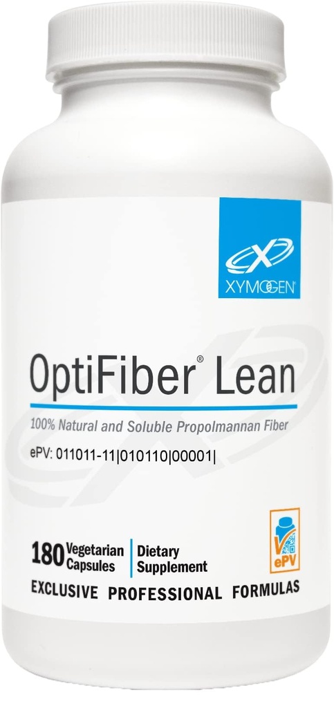 XYMOGEN OptiFiber Lean, Daily Fiber Supplement piller - 100% naturlig løselig Propolmannan Diett Fiber - støtte dialyse, tilfredshet og regelmessighet - tjener som en prebiotisk (120 kapsler)